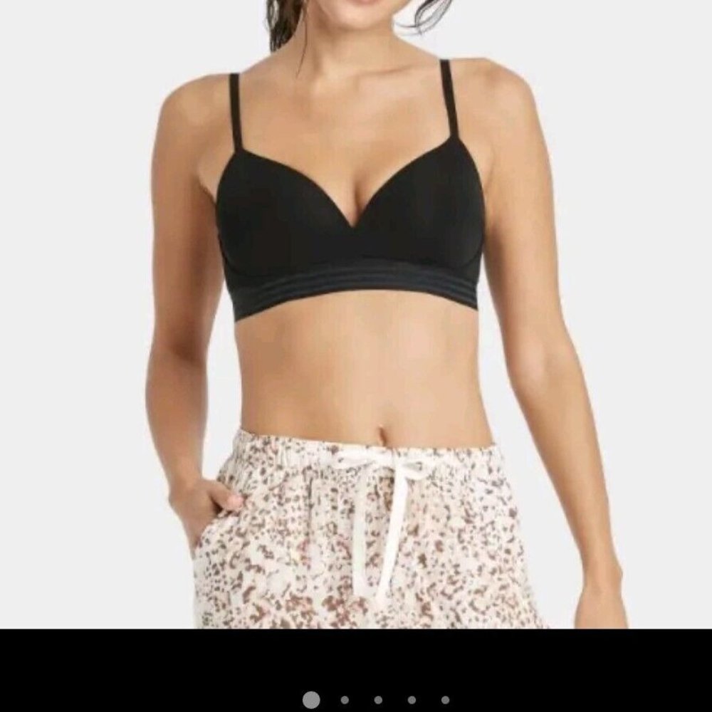 NEW Auden Wirefree Push-Up Bra Padded Adjustable Solid Black Size 32C NEW